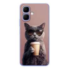 Чехол с принтом стильные животные для Спарк Гоу 2 (Кот с кофе)