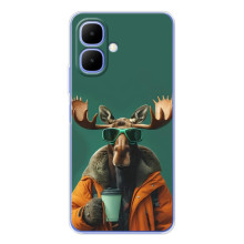 Чехол с принтом стильные животные для Спарк Гоу 2 (Лось с кофе)