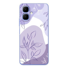 Силконовий чохол з принтом в квітах на Tecno Spark Go 2 (Фіолетовий дизайн)