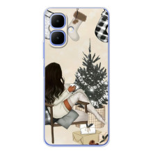 Рождественские, Праздничные Чехлы для Спарк Гоу 2 (Девушка с елкой)