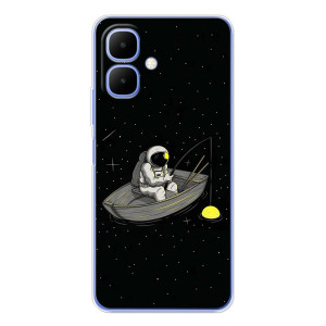 Силиконовый Чехол с принтом "Космонавты" на Tecno Spark Go 2 – Космонавт на рыбалке