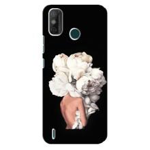 Чехлы (ART) Цветы на TECNO Spark GO (2020) (VPrint) (Белые цветы)