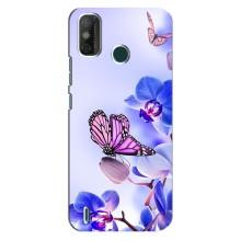 Чехлы с Цветами для TECNO Spark GO (2020) (VPrint) (Бабочка на цветочке)
