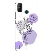 Силиконовый чехол с принтом в цветах на TECNO Spark GO (2020) – Фиолетовый букет