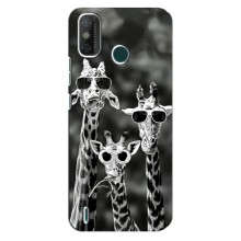 Силиконовый чехол с КАРТИНКАМИ лето для TECNO Spark GO (2020) (AlphaPrint) (Жирафы в очках)