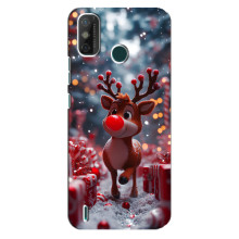 Яркий чехол для TECNO Spark GO (2020) с Зимними Оленятами – Олень среди подарков