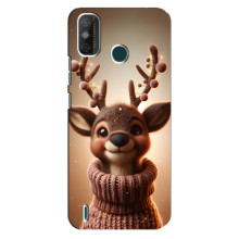 Яркий чехол для TECNO Spark GO (2020) с Зимними Оленятами – Олень в свитере
