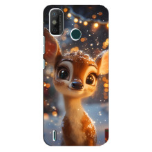Яркий чехол для TECNO Spark GO (2020) с Зимними Оленятами – Оленёнок среди гирлянд