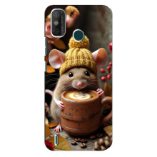 Печатный чехол «Зверята с кофе» для TECNO Spark GO (2020) – Медведь с кофе