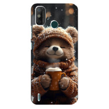 Печатный чехол «Зверята с кофе» для TECNO Spark GO (2020) – Мишка с кофе