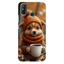 Печатный чехол «Зверята с кофе» для TECNO Spark GO (2020) – Песик с кофе