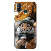Печатный чехол «Зверята с кофе» для TECNO Spark GO (2020) – Тигр с кофе