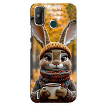 Печатный чехол «Зверята с кофе» для TECNO Spark GO (2020) – Зайчик с кофе