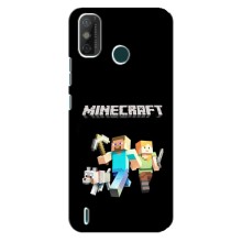 Чехол Майнкрафт на TECNO Spark GO (2021) (AlphaPrint) Minecraft – герои Minecraft