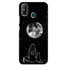Чехол с рисунком кот на TECNO Spark GO (2021) (Девушка с котом)