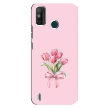 Чехол с розовым рисунком для TECNO Spark GO (2021) (Букет цветов)