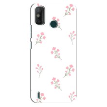Чехол с розовым рисунком для TECNO Spark GO (2021) (Розовые цветы)