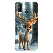 Яркий чехол для TECNO Spark GO (2021) с Зимними Оленятами – Оленёнок в лесу