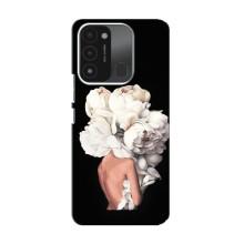 Чехлы (ART) Цветы на TECNO Spark GO (2022) (VPrint) (Белые цветы)