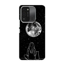 Чехол с рисунком кот на TECNO Spark GO (2022) (Девушка с котом)