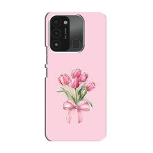 Чехол с розовым рисунком для TECNO Spark GO (2022) (Букет цветов)