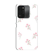 Чехол с розовым рисунком для TECNO Spark GO (2022) (Розовые цветы)