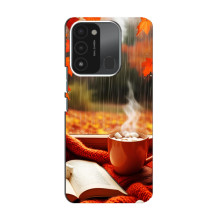 Чехол с уникальным дизайном «Осень с кофе» для TECNO Spark GO (2022) – Кофе и дождь