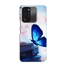 Силиконовый бампер с картинкой животных для TECNO Spark GO (2022) (Бабочка синяя)