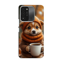 Печатный чехол «Зверята с кофе» для TECNO Spark GO (2022) – Песик с кофе