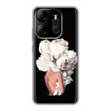 Чехлы (ART) Цветы на Tecno Spark Go 2023 (BF7) (VPrint) (Белые цветы)