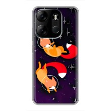 Чехлы с картинкой Лисички для Tecno Spark Go 2023 (BF7) (VPrint) (Лисички космонавты)