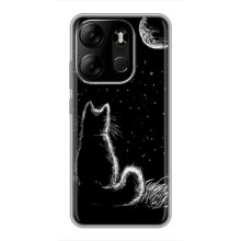 Чехол с принтом для Tecno Spark Go 2023 (BF7) (AlphaPrint) Модные коты (Котик и луна)