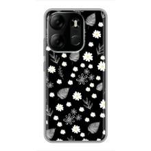 Чехлы с тематикой "ЦВЕТЫ" на Tecno Spark Go 2023 (BF7) (цветение на чорном)