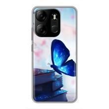 Силиконовый бампер с картинкой животных для Tecno Spark Go 2023 (BF7) (Бабочка синяя)