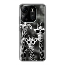 Силиконовый чехол с КАРТИНКАМИ лето для Tecno Spark Go 2023 (BF7) (AlphaPrint) (Жирафы в очках)