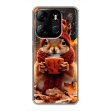 Печатный чехол «Зверята с кофе» для Tecno Spark Go 2023 (BF7) – Белка с кофе
