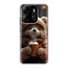 Печатный чехол «Зверята с кофе» для Tecno Spark Go 2023 (BF7) – Мишка с кофе