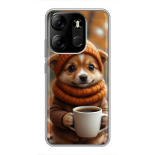 Печатный чехол «Зверята с кофе» для Tecno Spark Go 2023 (BF7) – Песик с кофе
