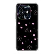 Чохол з розовим принтом для Tecno Spark Go 2024 (BG6) (Рожеві квіти на чорному)