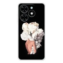 Чехлы (ART) Цветы на Tecno Spark Go 2025 (VPrint) (Белые цветы)