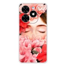 Чехлы (ART) Цветы на Tecno Spark Go 2025 (VPrint) (Глаза в цветах)