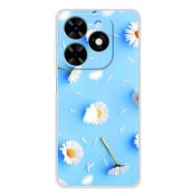 Чехол с Цветами для Tecno Spark Go 2025 (ромашки на голубом)