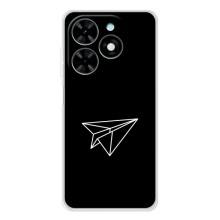 Чехол с картинками на черном фоне для Tecno Spark Go 2025 – Самолетик