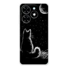 Чехол с принтом для Tecno Spark Go 2025 (AlphaPrint) Модные коты (Котик и луна)