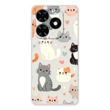 Чехол с рисунком кот на Tecno Spark Go 2025 (Коллаж котов)