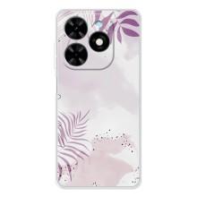 Чехол с цветочным принтом на Спарк Гоу 2025 (Фиолетовые листья)