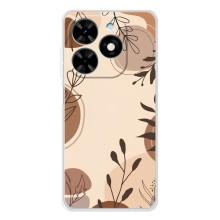 Чехол с цветочным принтом на Спарк Гоу 2025 (Коричневые цветы)