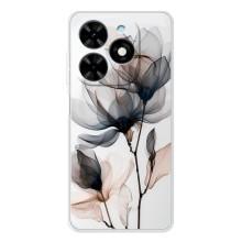 Чехол с цветочным принтом на Спарк Гоу 2025 (Цветы на белом)