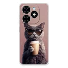 Чехол с принтом стильные животные для Спарк Гоу 2025 (Кот с кофе)