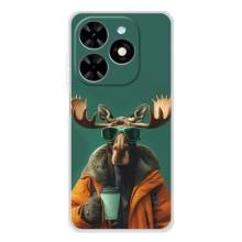 Чехол с принтом стильные животные для Спарк Гоу 2025 (Лось с кофе)